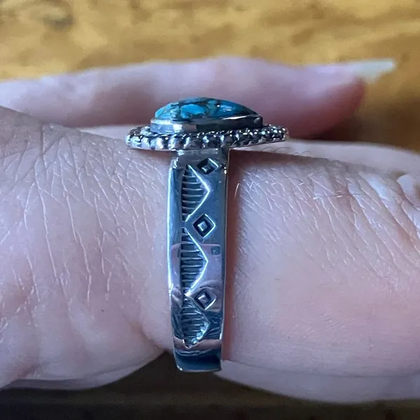 Source Unknown Mojave Turquoise Sterling Silver Southwestern Ring Size 9 - Image 3