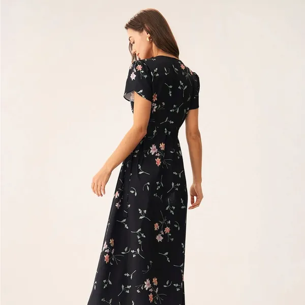 RIHOAS Black Floral Wrap Maxi Dress - Image 2