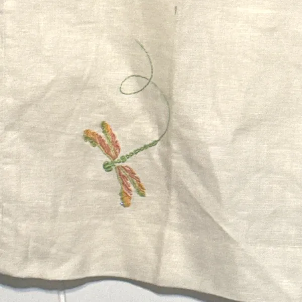 Paraphrase Linen Pants Womens 12 Ivory Embroidered Dragonfly Wide Leg Crop - Image 4