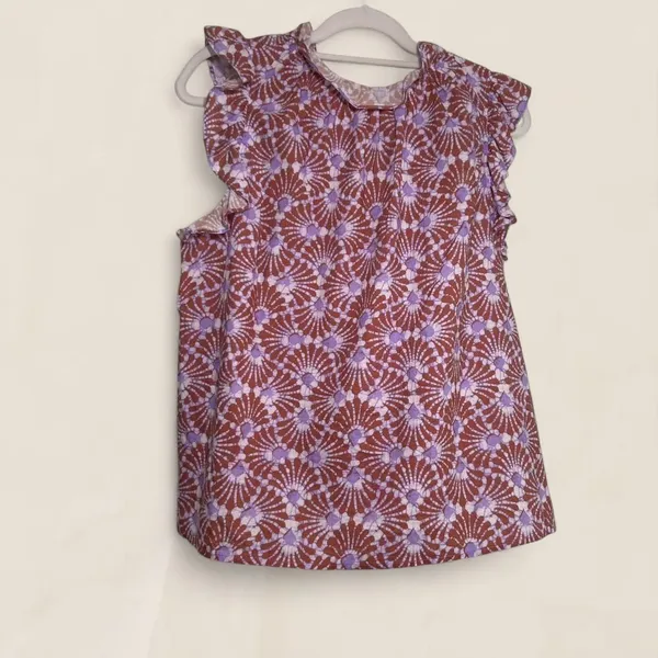 Xirena Bex Boho Romantic Feminine Ruffle Moonshell Print Top | Size L - Image 3