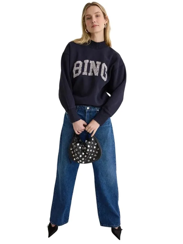 Anine Bing Bradie Sweatshirt in Navy Blue Large Womens Pullover - Image 2