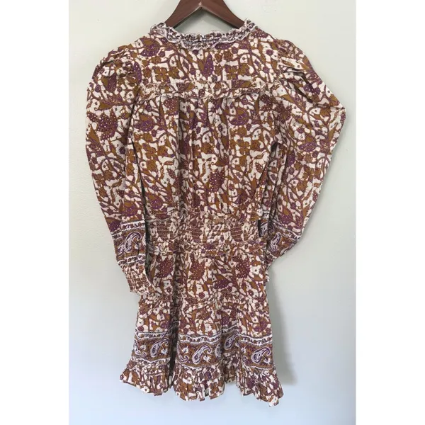 Anthropologie Love The Label Mabel‎ Khaki Puff Sleeve Mini Dress Size XS NWOT - Image 3