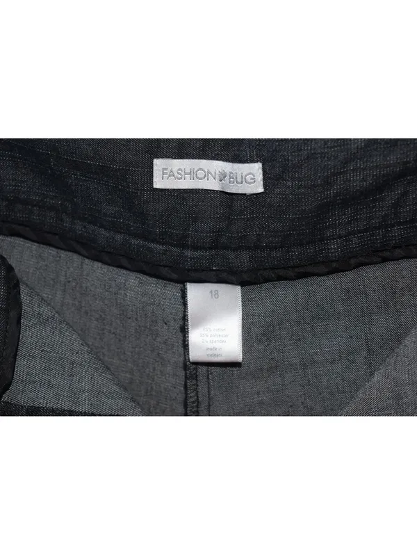 Fashion Bug Womens Gray Chambray Look Straight Leg Trousers Plus Size 18 - Image 3