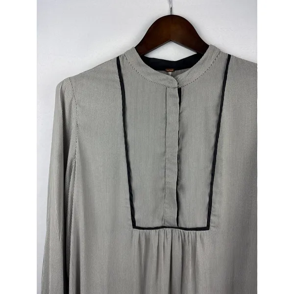 Women’s Free People Large Black & White Pinstriped Blouse - Image 2