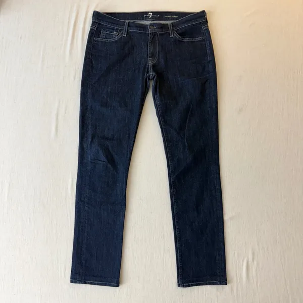 7 For All Mankind Roxanne Slim Illusion Skinny Jeans Womens 31 Dark Wash Denim - Image 4