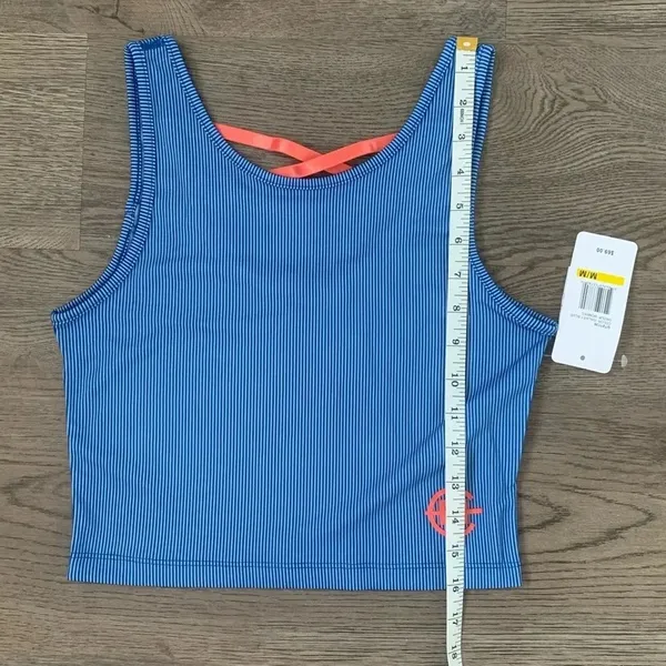 Nautica Blue Ribbed Biker Short Set Crop Top‎ Athleisure Gym Pilates Size M NWT - Image 7