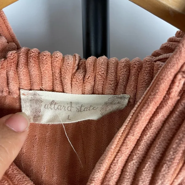 Altar’d State‎ Dusty Pink Women's Corduroy Cropped Hooded Full Zip Jacket - Image 5