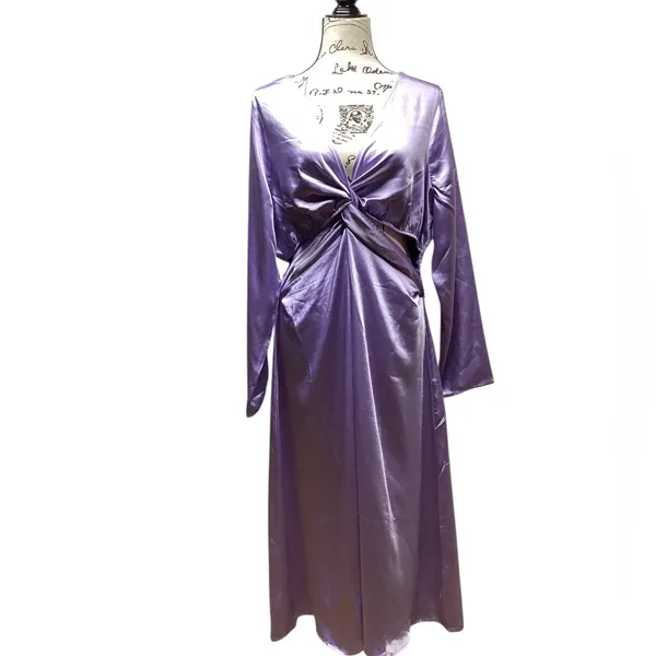 The Drop Violeta cut out silky dress Lavender. Size Large - Image 2