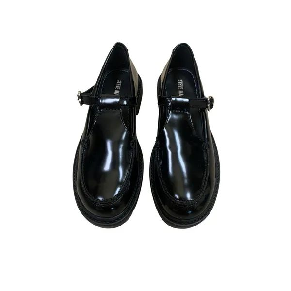 Steve Madden Leona Black Patent Mary‎ Jane Loafers Lug Sole Women's Size 5 - Image 3