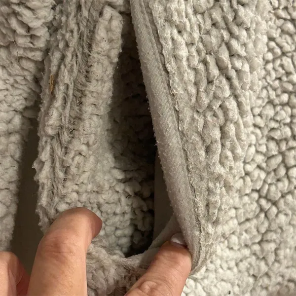 Elodie Women's Gray Sherpa Fleece 1/4 Zip Pullover‎ Jacket L - Image 7