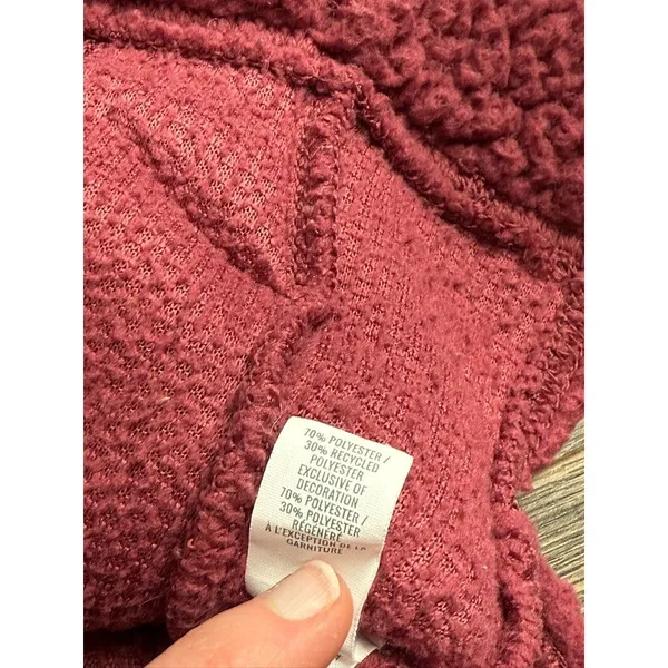 Aerie Women's Sherpa‎ pullover 1/4 zip Sweater Jacket Super Soft Wine Color Sz M - Image 11