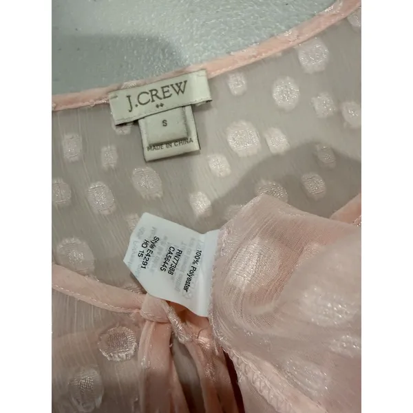 J Crew Top Women Small Swiss Dot Polka Dot Sheer Career Travel Twee Coquette - Image 3