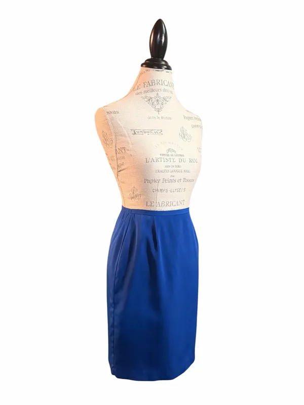 Vintage Norton McNaughton Petites Blue Pencil Skirt with Pleated Waist Sz 6 - Image 3