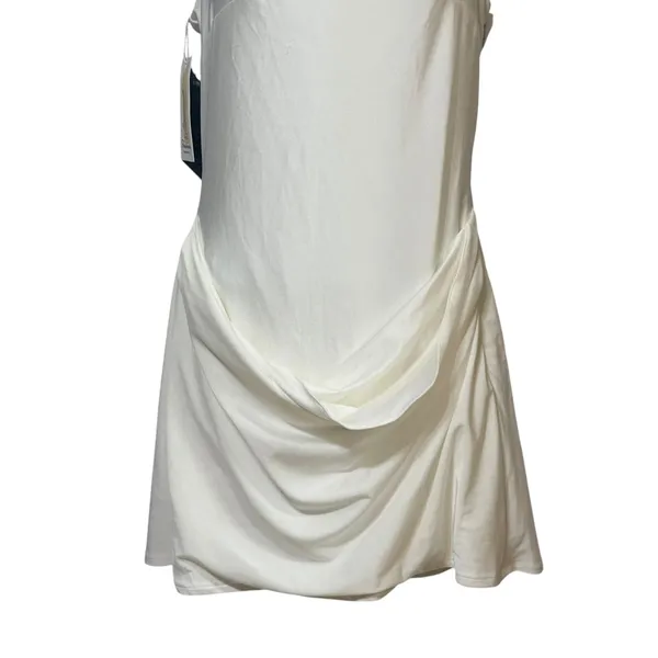 Fashion White Sleeveless Cowl Back Mini Dress with Pearl Strands H-25305 Size 6 - Image 3