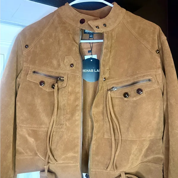 Rehab Lab - Suede Wheat Utility Jacket – Size Large NWT - Image 4