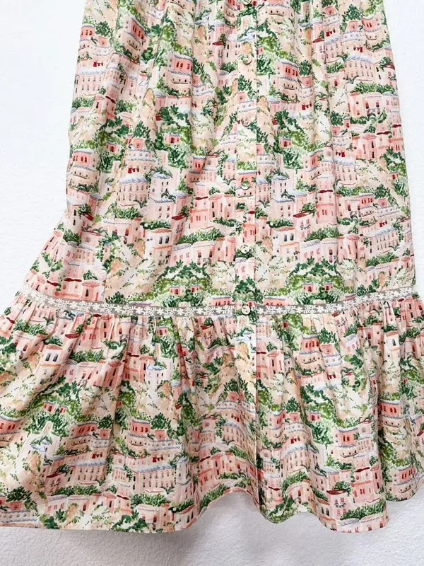 Jacquie the Label Julian Midi Dress Scenic Print Smocked Back Tiered Midi Dress - Image 5