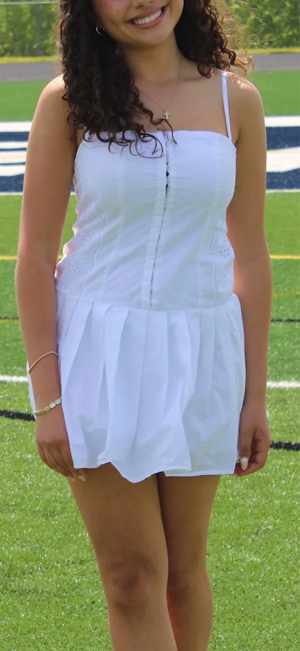 ZARA White Mini Dress With Eyelet Details - Image 2