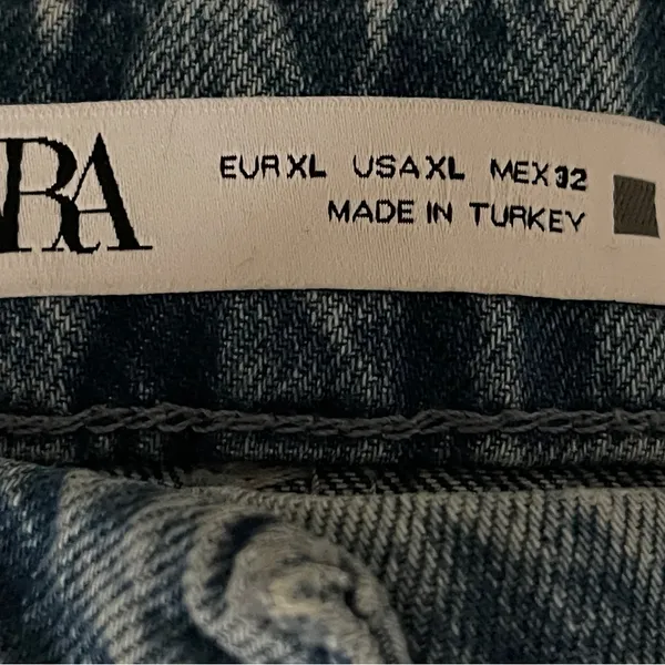 Zara High Rise Blue Jeans Classic Fit Size XL - Image 5