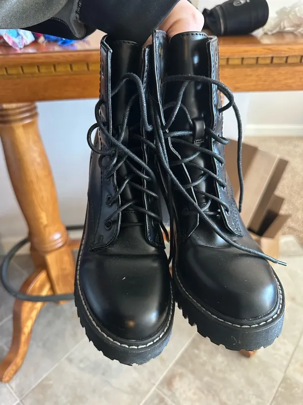 Madden Girl Black Lace-Up Combat Boots - Image 3