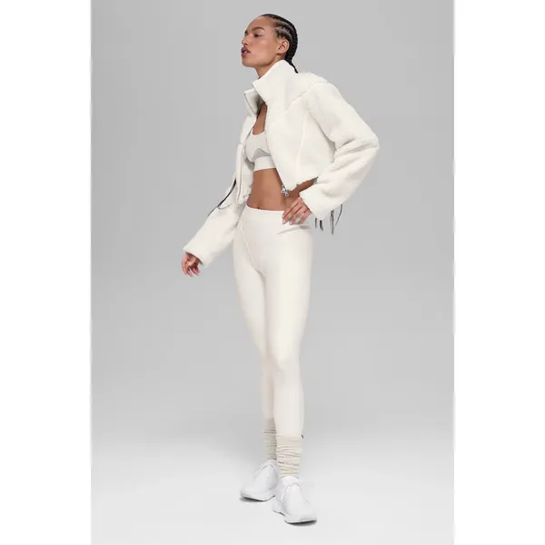 Alo Yoga Sherpa Cropped Slope Side Jacket Ivory S - Image 5