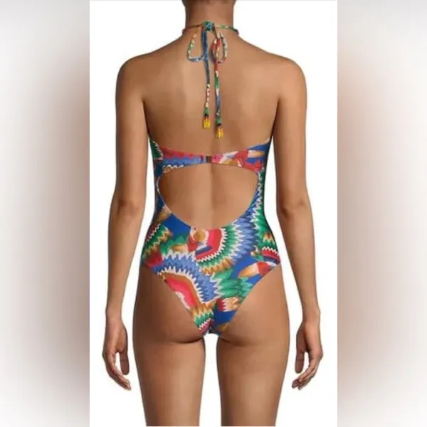 Farm Rio Chevron Toucans One Piece, size X-Small, $189 - Image 9