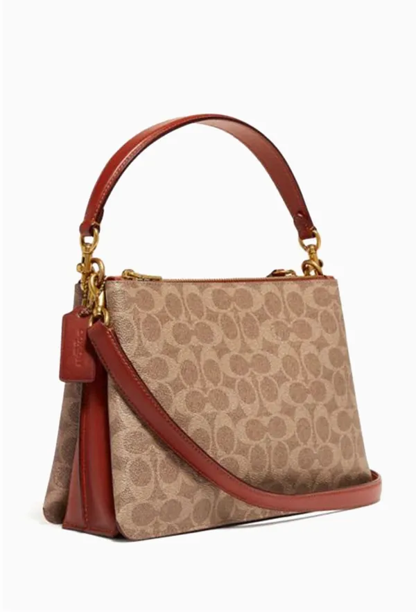 Coach Double Zip Shoulder Signature  Canvas Handbag  - Image 3