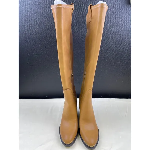 Franco Sarto Women's Camel Stretch Tall Boots/Shoes Heels 4" Size 9M SKU 5163 - Image 2