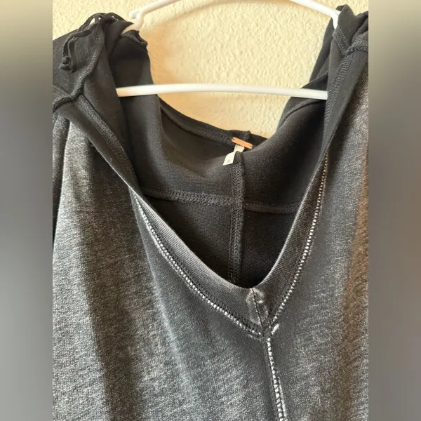 Free People Charcoal Gray V-Neck Long Sleeve Sweatshirt Dress - Image 9