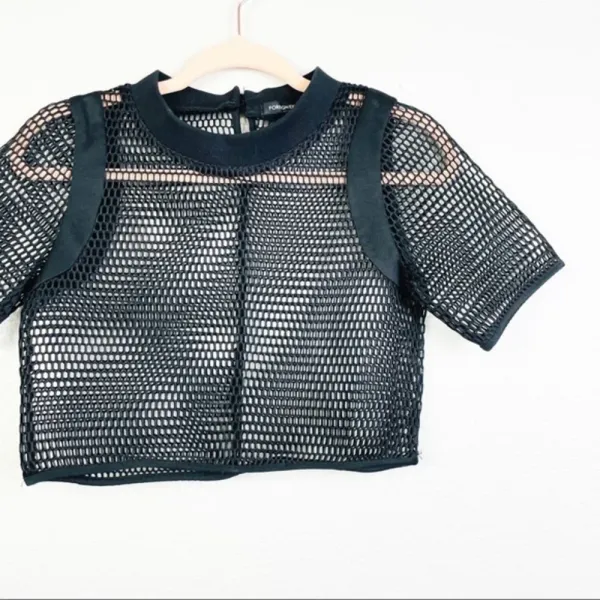 FOREIGN‎ EXCHANGE Black Fishnet Crop Top Size Small - Image 2