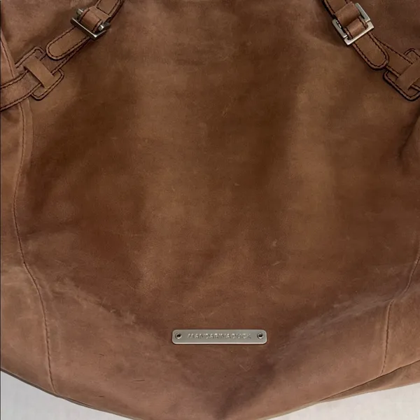 Mandarina Duck Brown Suede Shoulder Bag Zip Closure Preloved Very Clean Inside - Image 6