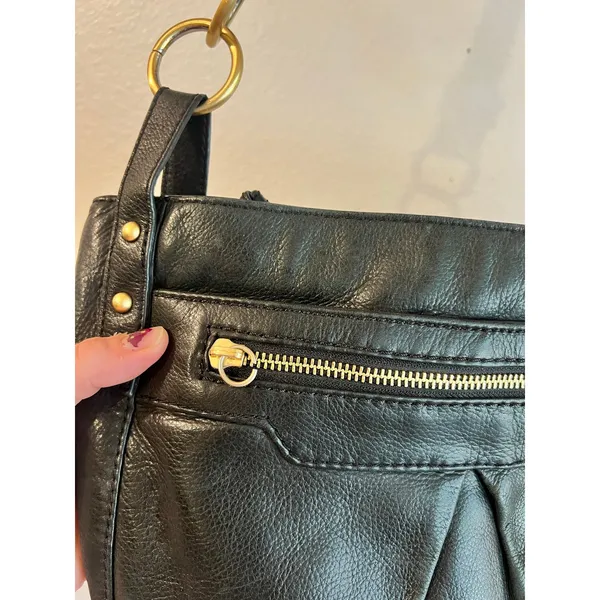 Audrey Brooke Black Genuine Soft Leather Medium Shoulder Bag - Image 7
