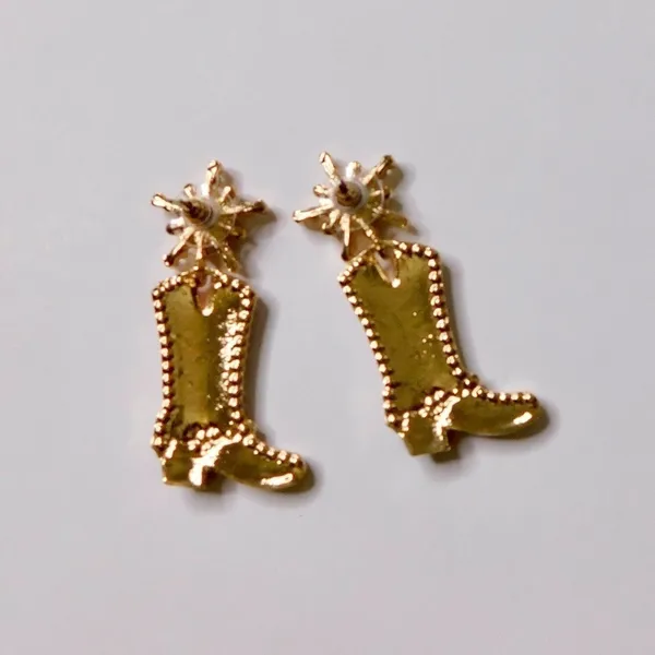 NEW Pink Cowgirl Boots Pearl Embellished Rhinestone‎ Western Bling Glam Earrings - Image 4
