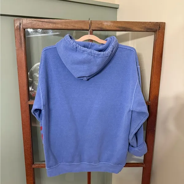 PacSun Blue Peace & Love Cartoon Graphic Retro Fleece Hoodie Size Small - Image 3