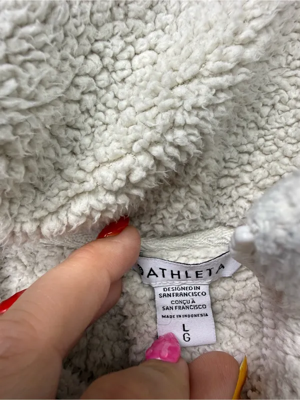 Athleta Tugga Sherpa Jacket in Natural White Cream Winter Croppy Casual Lg - Image 5