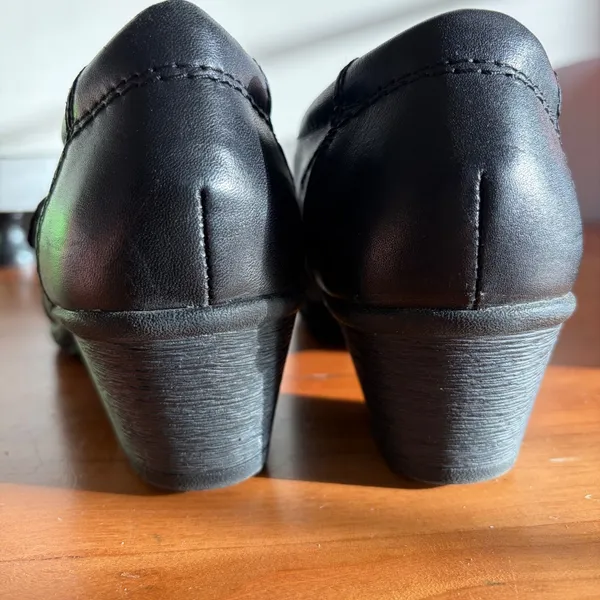 Earth Origins Madison Black Leather Pleated Slip On Block Heel‎ Loafers 6.5 - Image 9