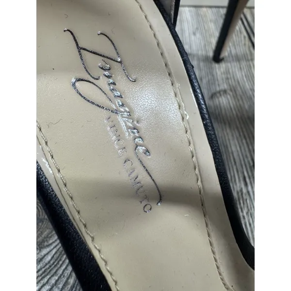 Imagine Vince Camuto BLACK Glitter T-Strap Stiletto Sandal Heels SHOES SZ 8 - Image 7