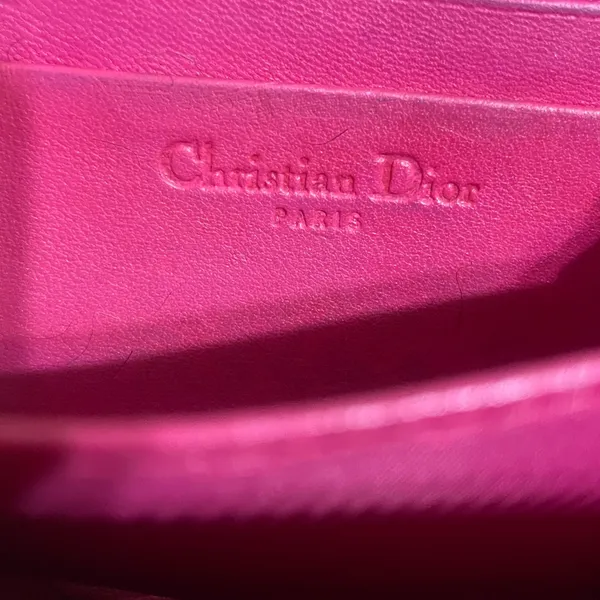 Christian Dior Pink Quilted Leather Card/Coin Case - Image 10