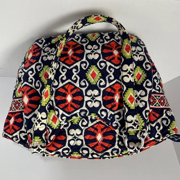 Vera Bradley Sierra Quilted Cotton Shoulder Bag Navy Red‎ Geometric Tote - Image 12