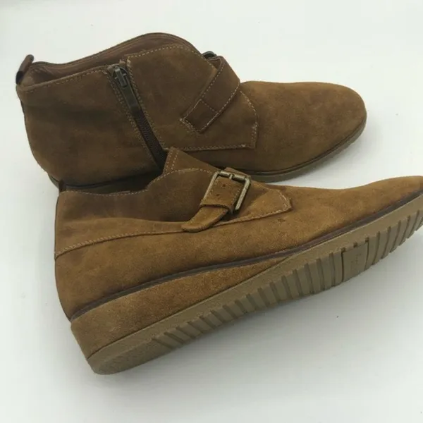 Franco Sarto Womens Cognac Brooke Wedge Ankle Bootie Sz 8.5 - Image 7