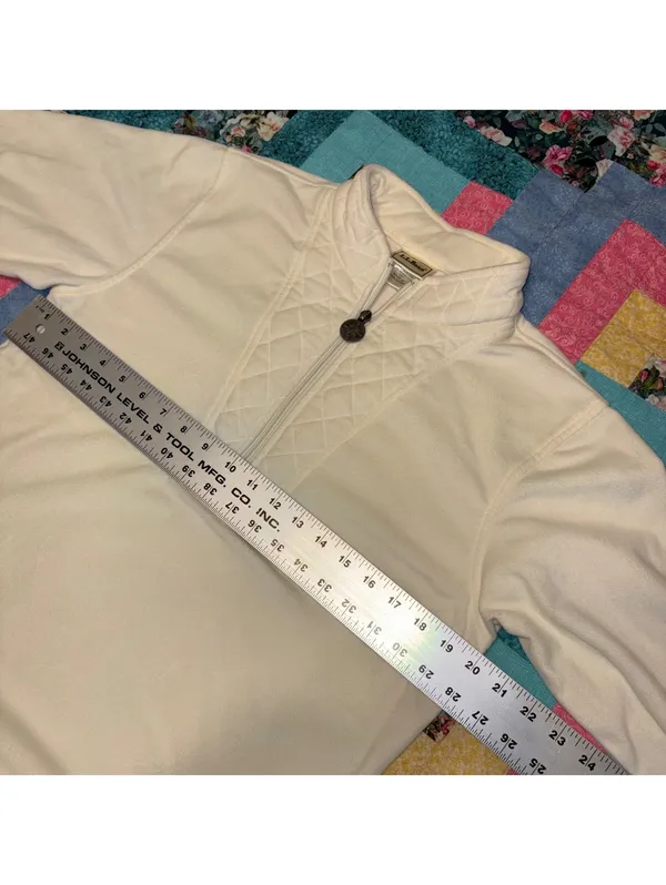 L.L. Bean Girls XL 18-20 Ultra Soft Cream Quilted Quarter-Zip Pullover Fleece - Image 7