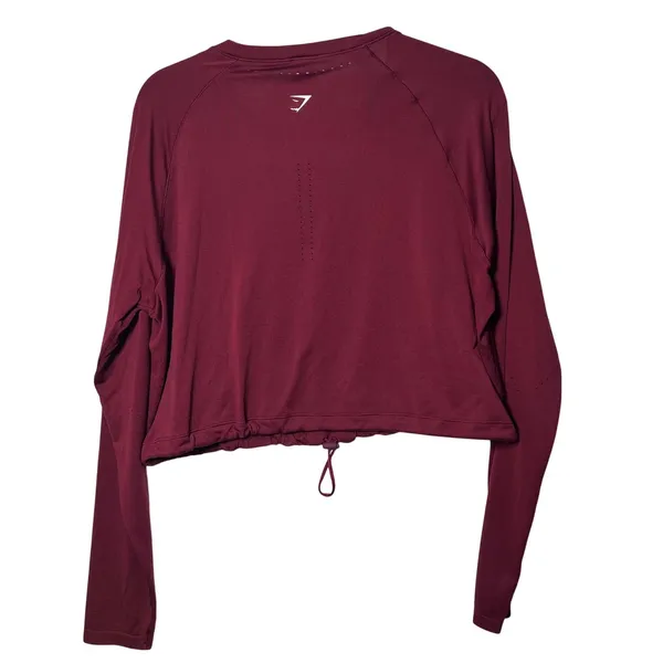 Gymshark Burgundy Red Sweat Seamless Long Sleeve Crop Top XLL Plum Pink Workout - Image 5