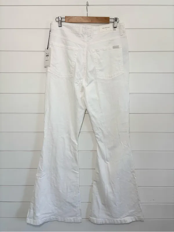 7 For All Mankind White High-Rise Button-Fly Jeans - Image 4