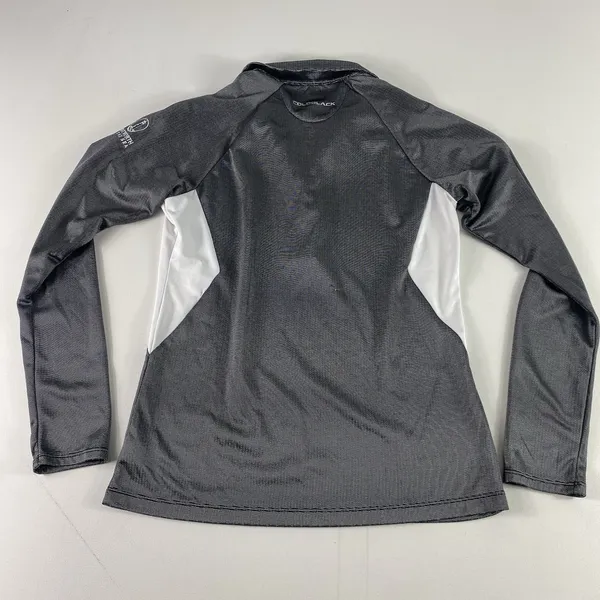 Under Armour Jacket Womens Medium Loose Gray 1/4 Zip‎ ColdBlack HeatGear Stretch - Image 4