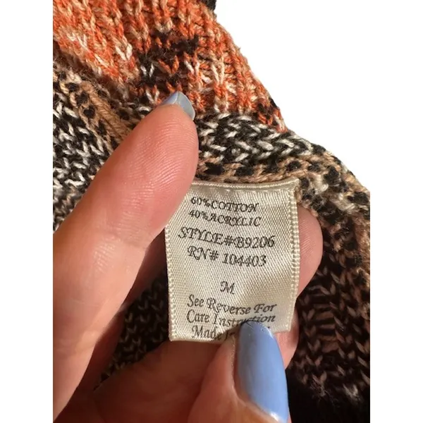 Blu Pepper Brown Peach Multi Color Aztec Mixed Print Knit Cardigan Women Sz M - Image 7