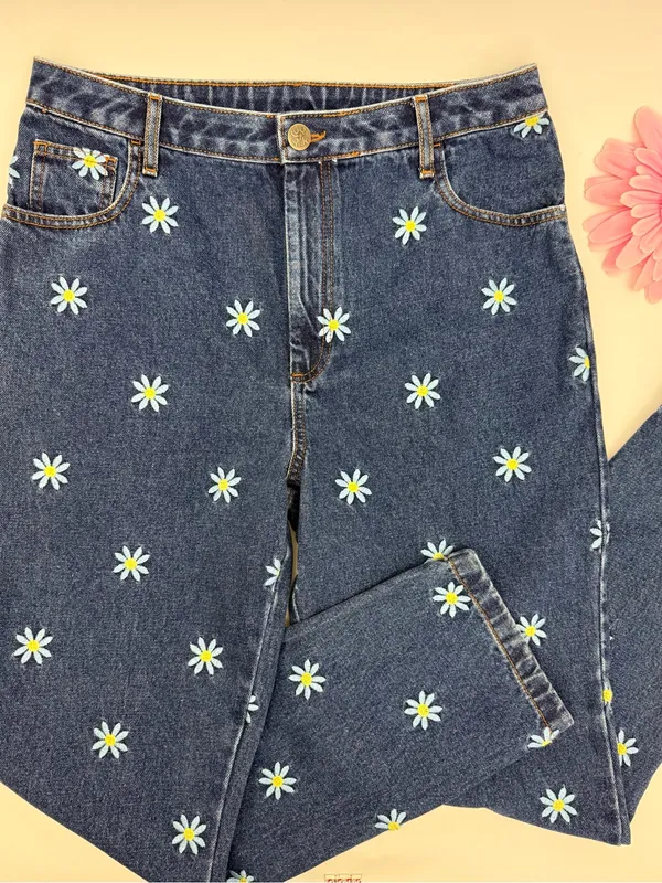 Lucy & Yak Dana Jeans Daisy Mae Embroidery Organic Cotton High Rise 80s Mom - Image 7