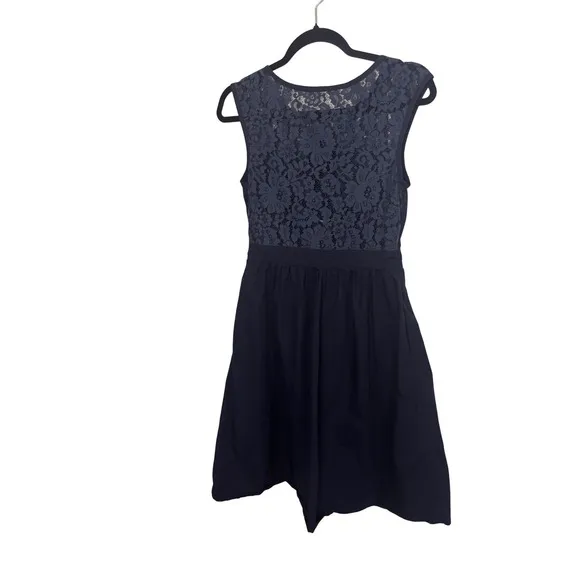 eShakti Navy Blue Lace Fit and Flare Dress Cap Sleeve Size 8 M HOCO Event‎ - Image 3