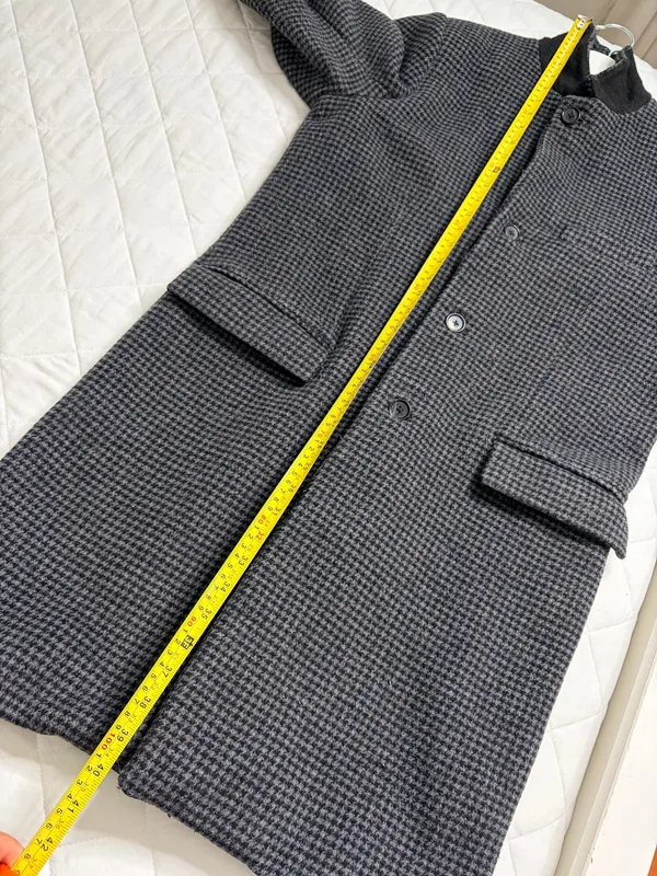 Abercrombie & Fitch Houndstooth Wool Blend Overcoat Quiet Luxury Preppy Classic Size M - Image 5
