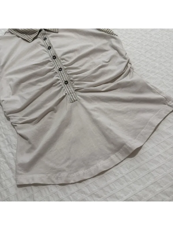 Pilcro Ruched Varsity Polo Tank Top Sleeveless Off White Sz M Medium - Image 11