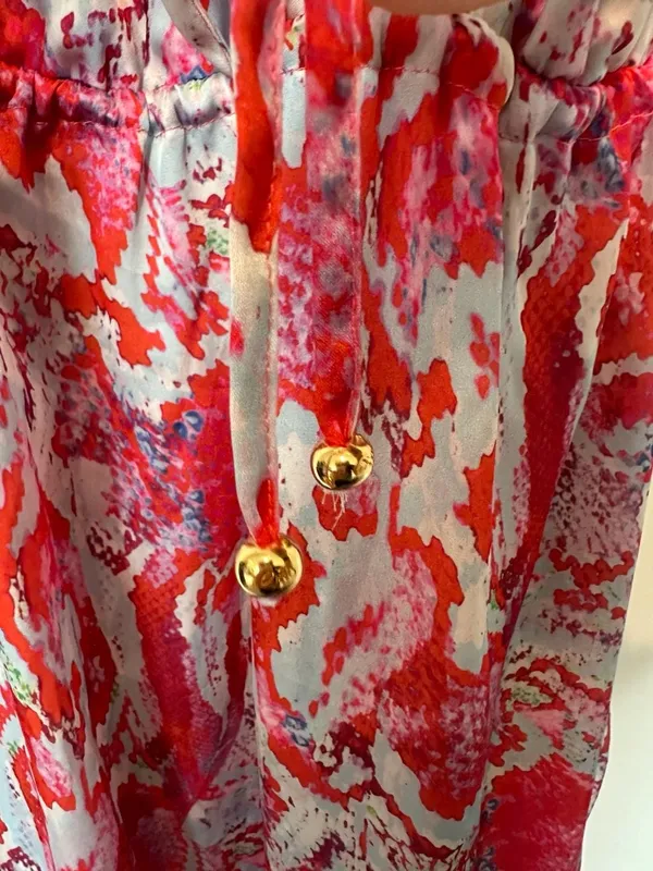 Pilyq Maxi Dress Size M/L Red Print Sleeveless V-Neck - Image 6