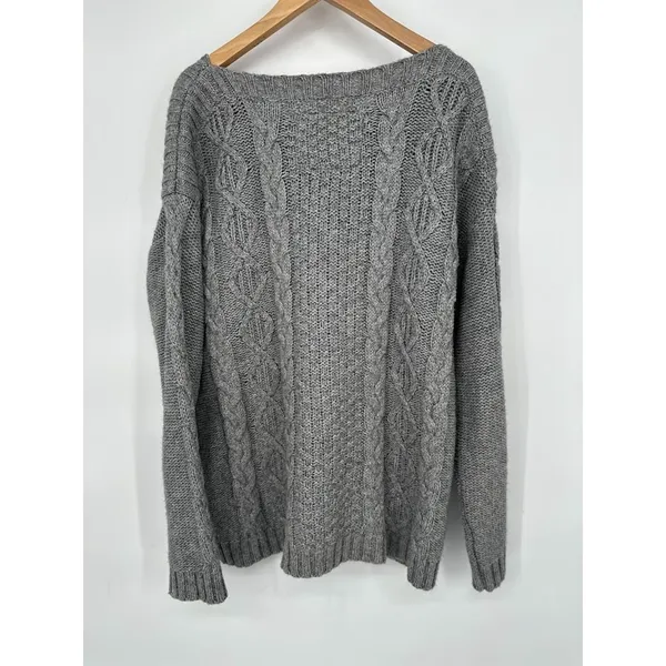 Jack Wills Womens Cable Knit Sweater Size 6 Grey Alpaca‎ Blend Fisherman Preppy - Image 4